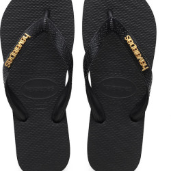 Havaianas Top Logo Metallic Σαγιονάρες σε Μαύρο Χρώμα